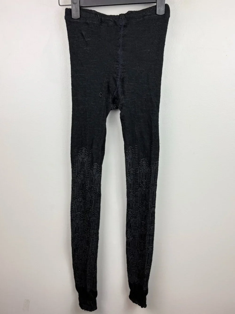 Smartwool Black Textured Geometric Knit Footless Tights Size Small **FLAWS**